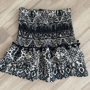 ZARA Batik Print Pom-Pom Mini Skirt Size XS